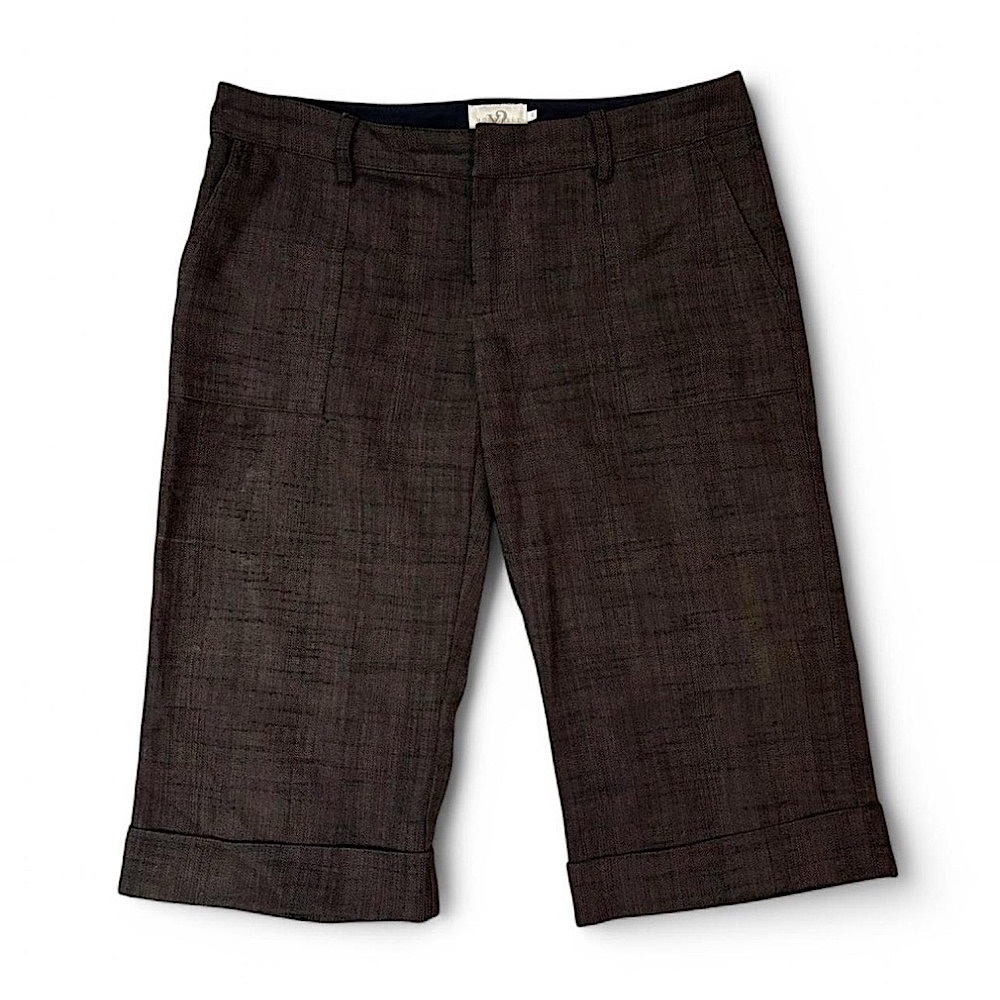 VTG Y2K Brown Cuffed Bermuda Shorts Womens Size 4 Cotton Blend Officecore Preppy